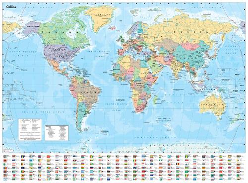 Collins Large World Wall Laminated Map (70 x 91.5 cm)