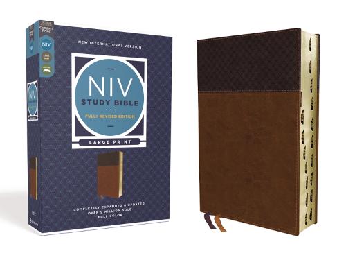 NIV Study Bible, Fully Revised Edition (Study Deeply. Believe Wholeheartedly.), Large Print, Leathersoft, Brown, Red Letter, Thumb Indexed, Comfort Print