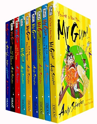Mr Gum Collection Andy Stanton 9 Books Set (Biscuit Billionaire, Cherry Tree, Dancing Bear, Goblins, The Power Crystals, Whats for Dinner, Secret Hideout, Hound of Lamonic Bibber, You are a Bad Man)