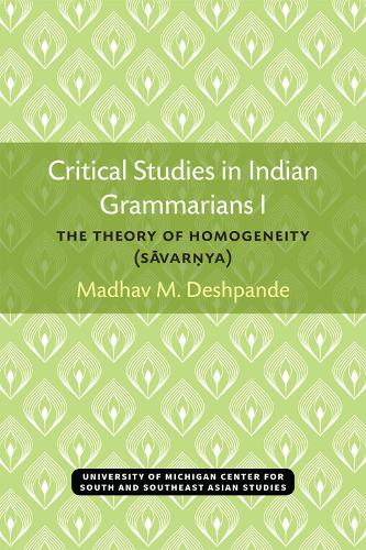 Critical Studies in Indian Grammarians I