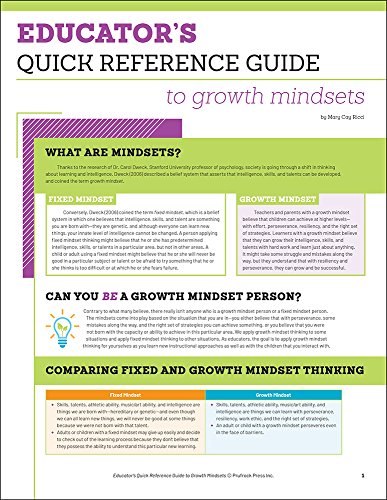 Educator's Quick Reference Guide to Growth Mindsets