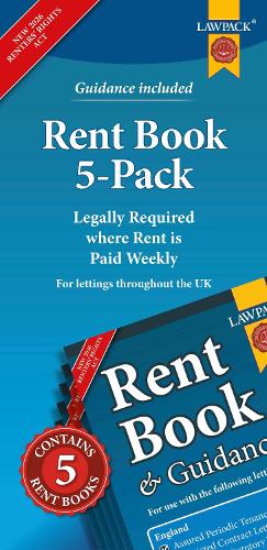 Rent Book 5-Pack: Legally Required where Rent is Paid Weekly - valid for use throughout the UK
