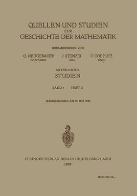 Quellen und Studien zur Geschichte der Mathematik