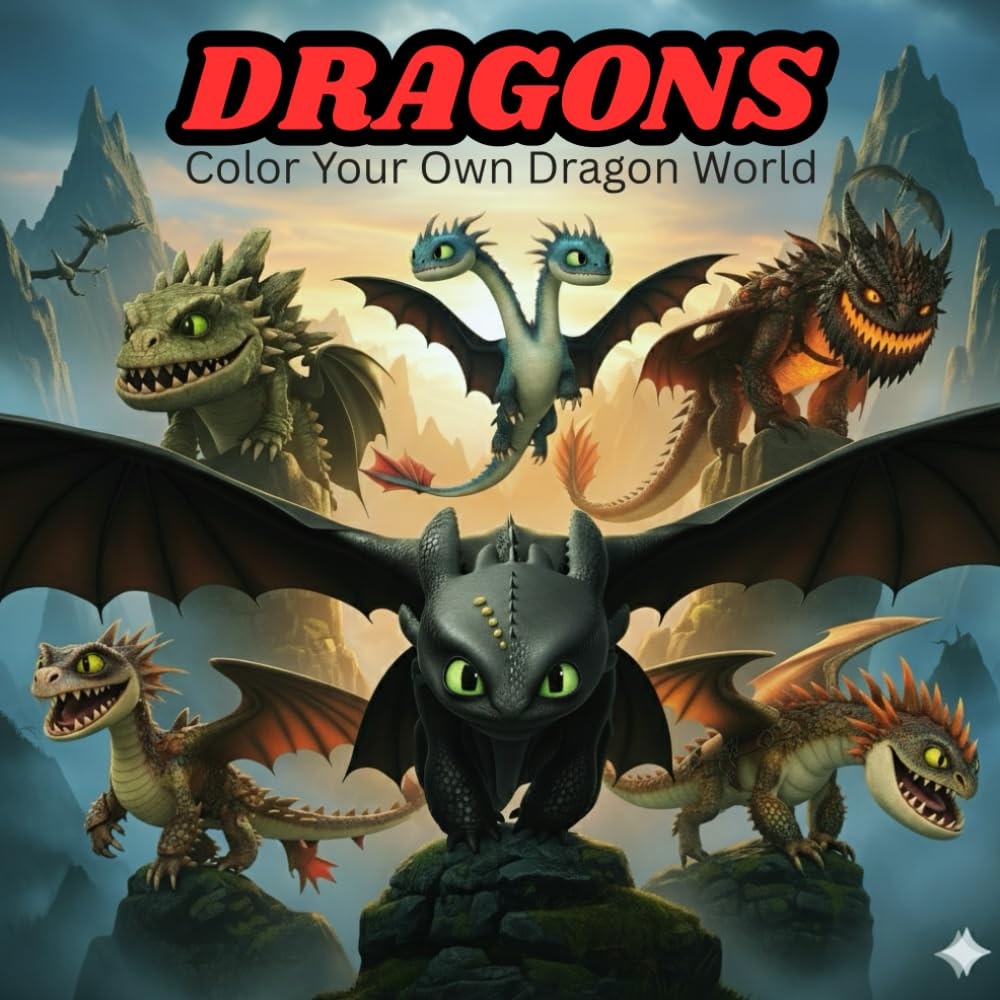 DRAGONS: color your own dragon world