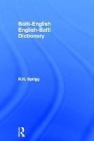 Balti-English / English-Balti Dictionary