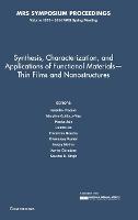 Synthesis, Characterization, and Applications of Functional Materials – Thin Films and Nanostructures: Volume 1675