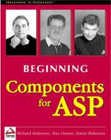 Beginning Components for ASP (Programmer to programmer)